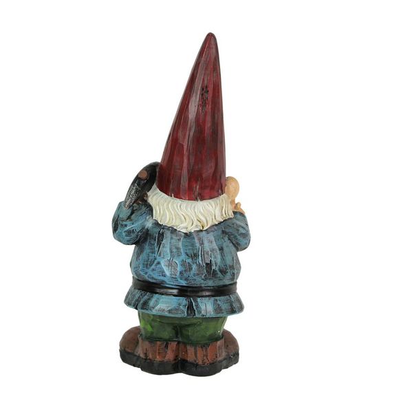 12in Grumpy Gnome Flipping The Bird Garden Sculpture Home Decor Outdoor Statue - Picture 3 of 8